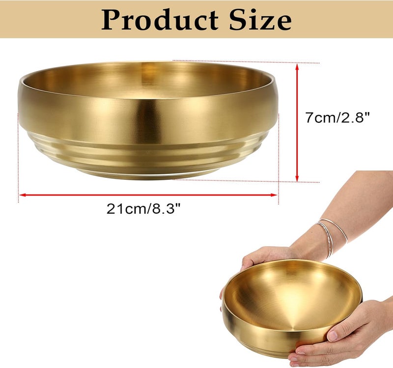 GUSHBIN 8.3" Golden Key Bowl for Entryway Decorative Key Holder Round Fruit Dish Stainless Steel Catch All Bowl for Coffee Table Kitchen Counter Home Decor - Image 3